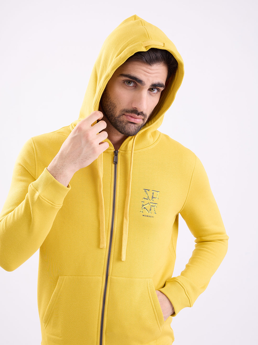 Men Sweatshirt Yellow Regular Fit