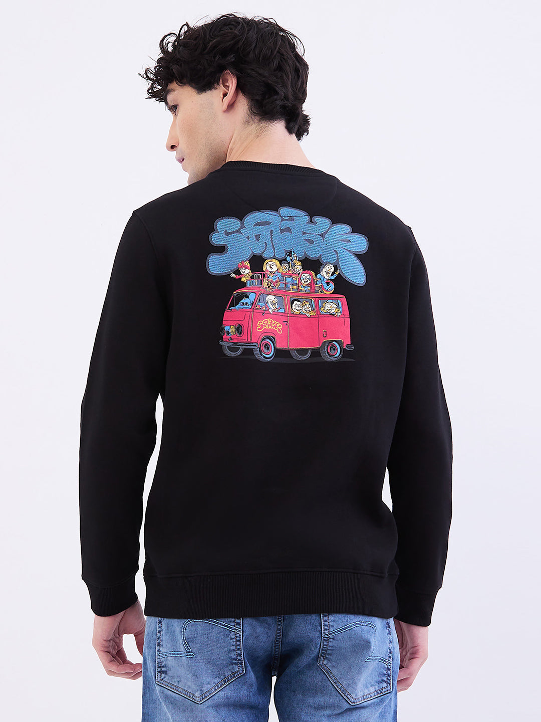 Spykar Black Comfort Fit Casual Sweatshirts For Men