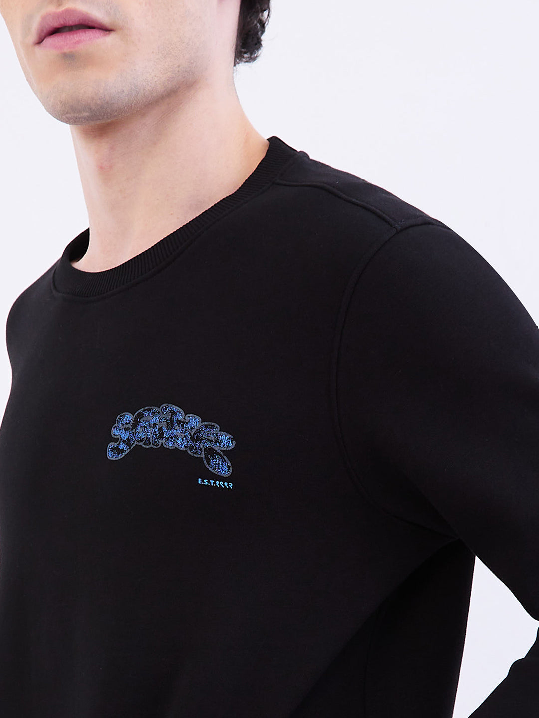 Spykar Black Comfort Fit Casual Sweatshirts For Men