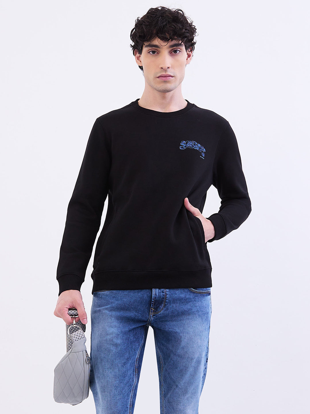 Men Sweatshirt Black Comfort Fit