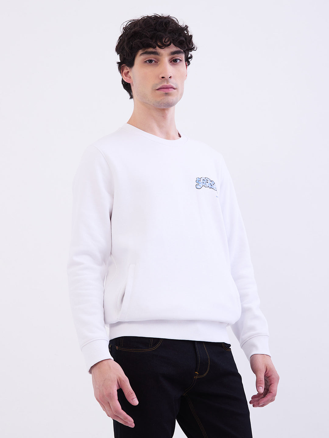 Men Sweatshirt White Comfort Fit