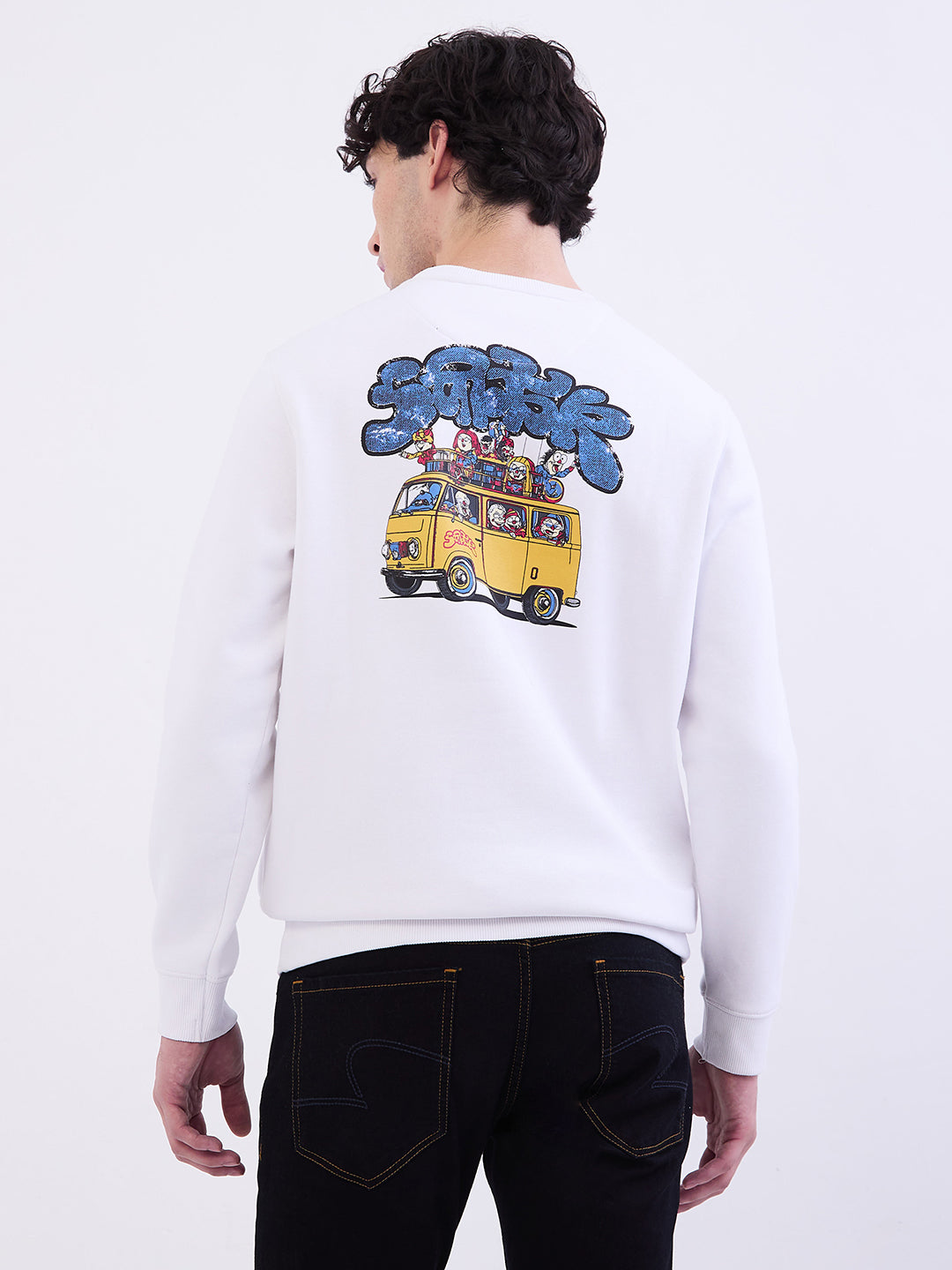 Spykar White Comfort Fit Casual Sweatshirts For Men