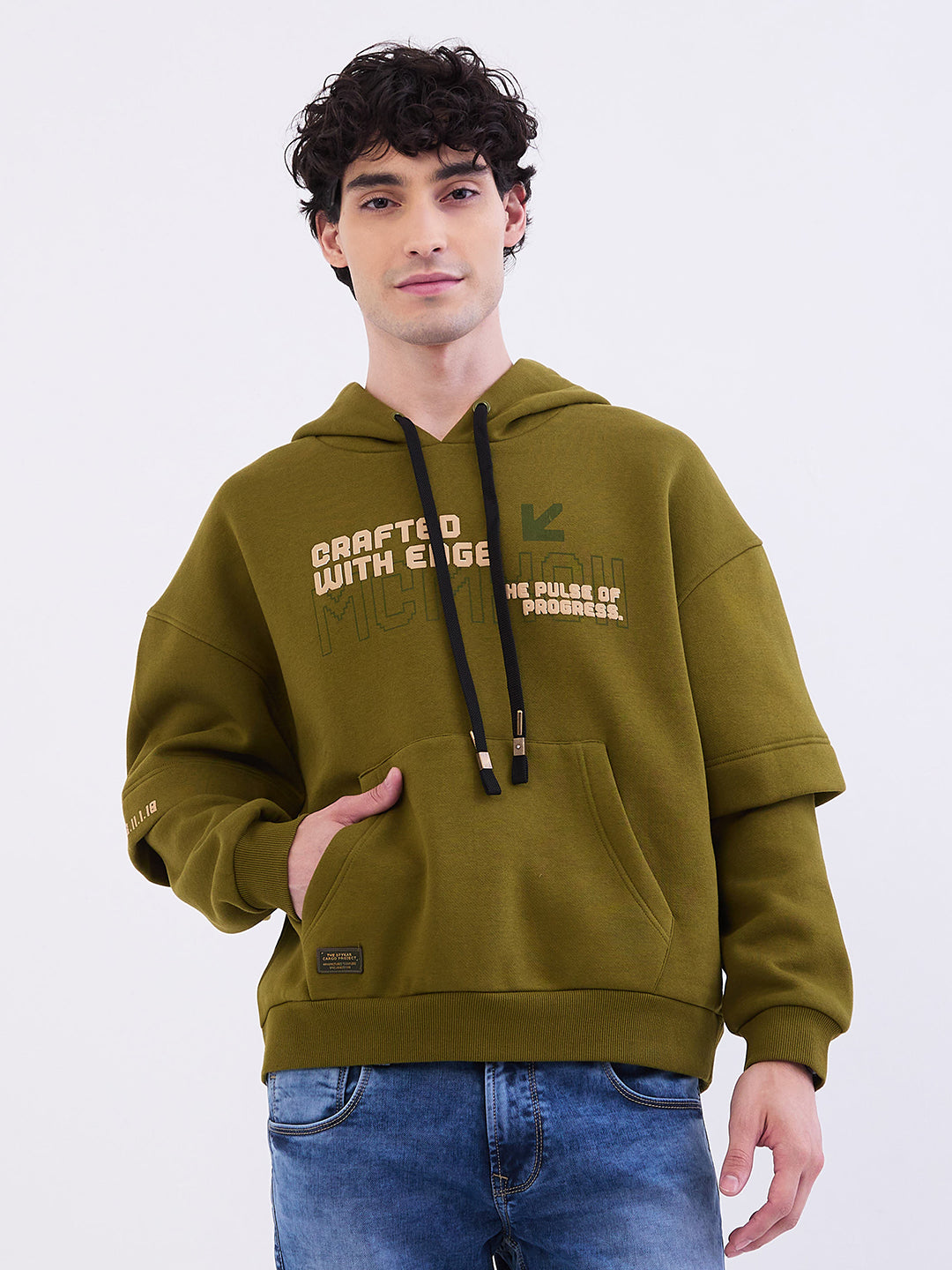 Spykar Avocado Green Regular Fit Casual Sweatshirts For Men