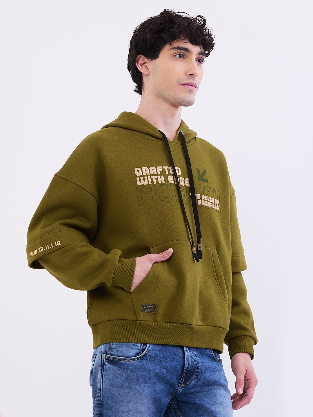 Spykar Avocado Green Regular Fit Casual Sweatshirts For Men