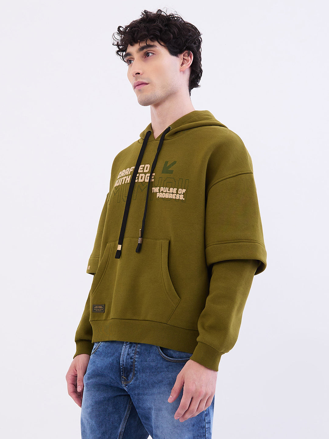 Spykar Avocado Green Regular Fit Casual Sweatshirts For Men