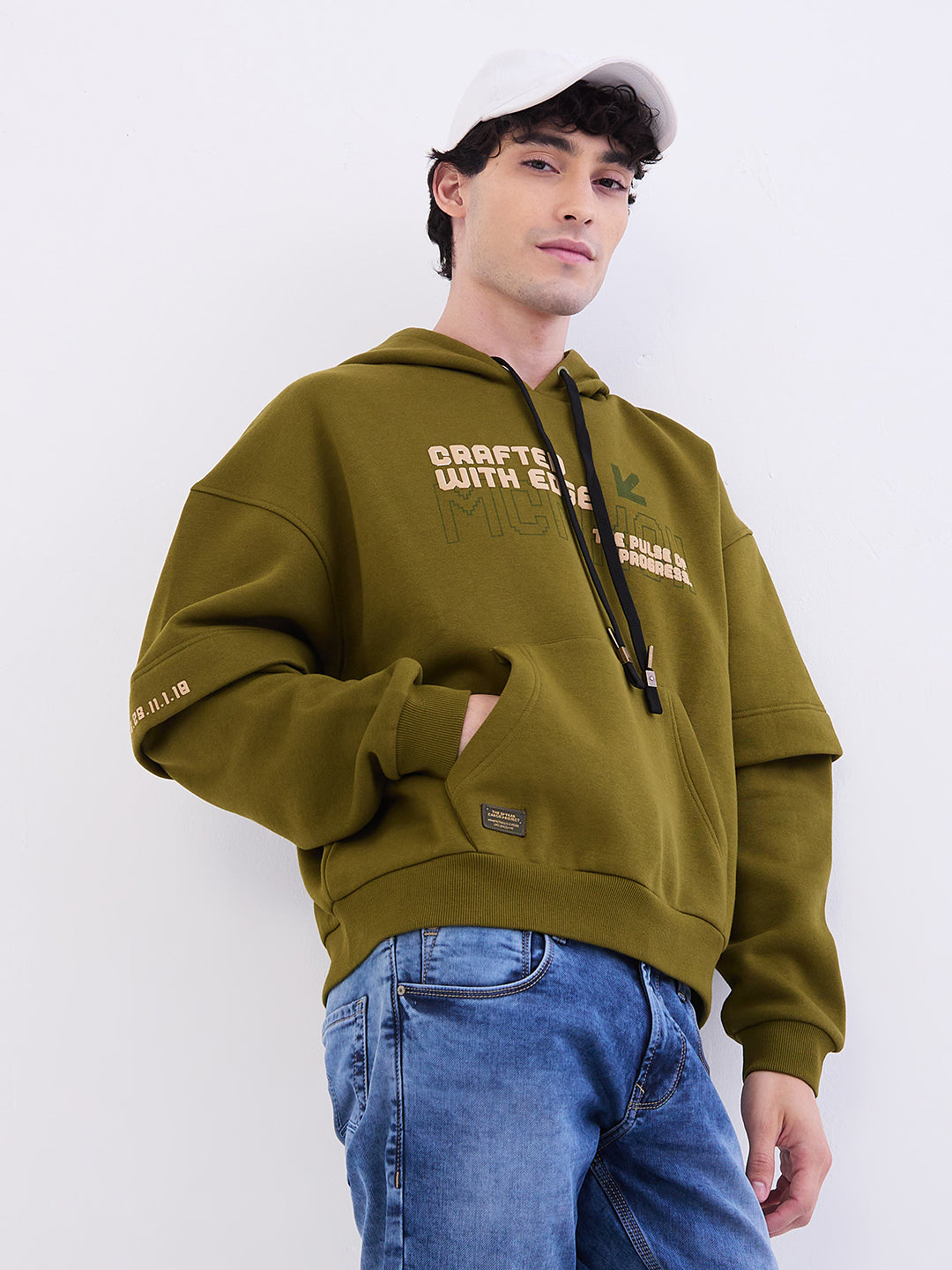 Spykar Avocado Green Regular Fit Casual Sweatshirts For Men