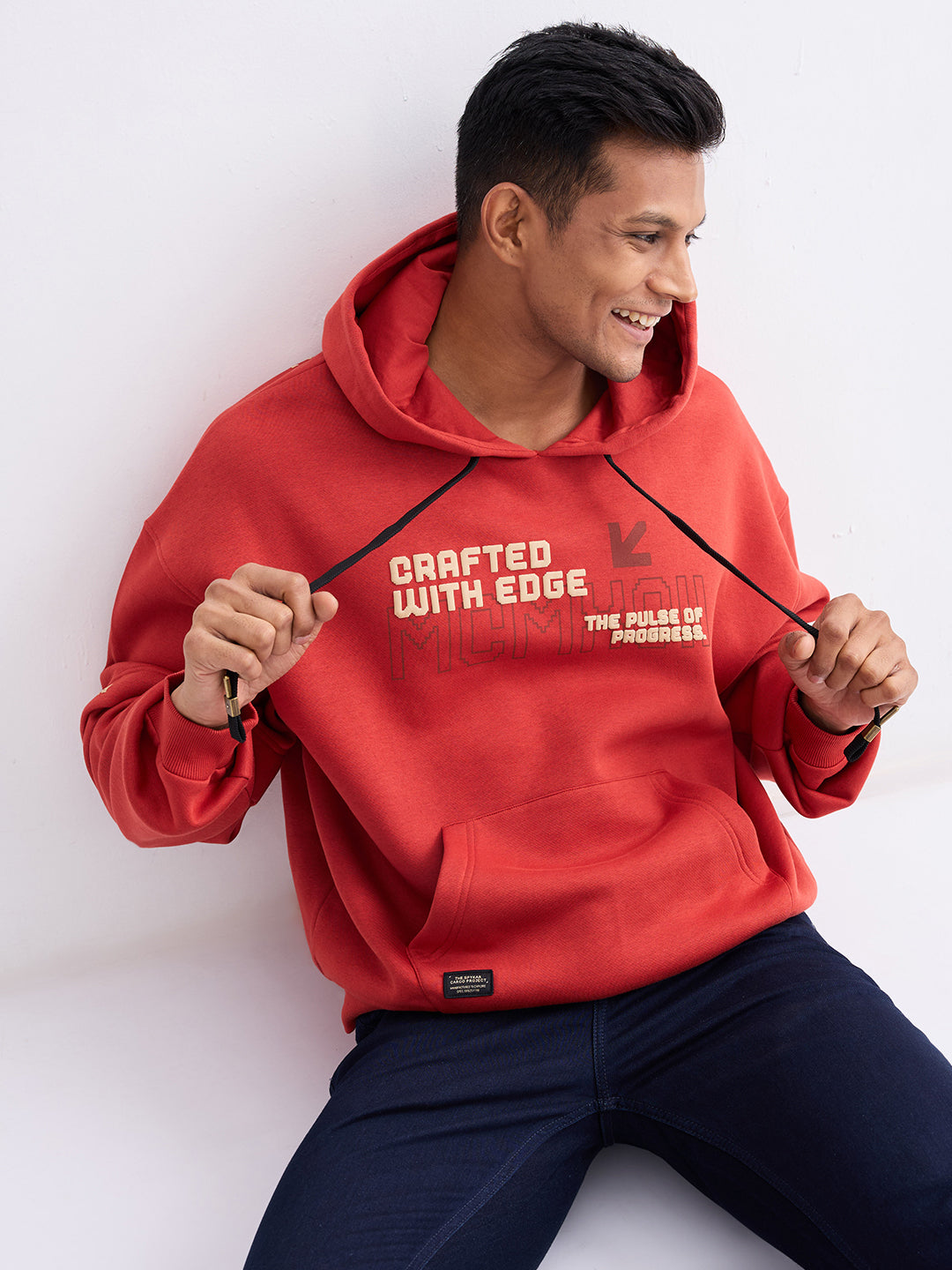 Spykar Brick Red Regular Fit Casual Sweatshirts For Men