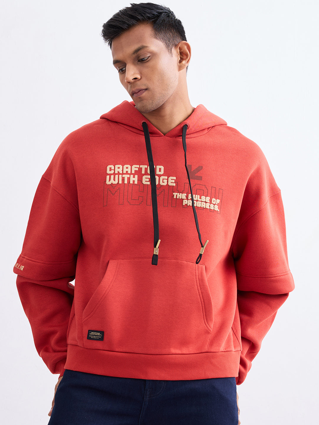 Spykar Brick Red Regular Fit Casual Sweatshirts For Men
