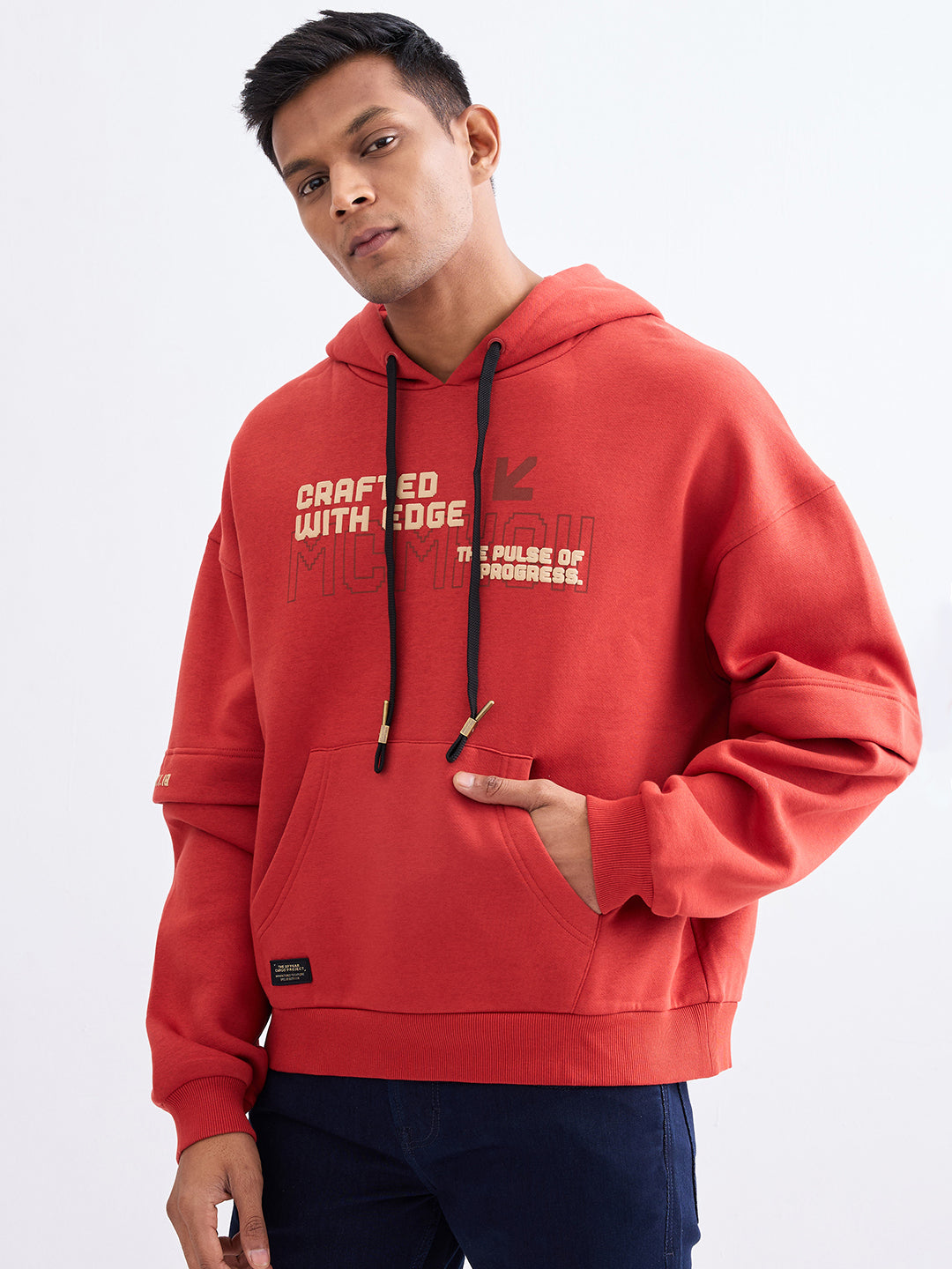 Spykar Brick Red Regular Fit Casual Sweatshirts For Men
