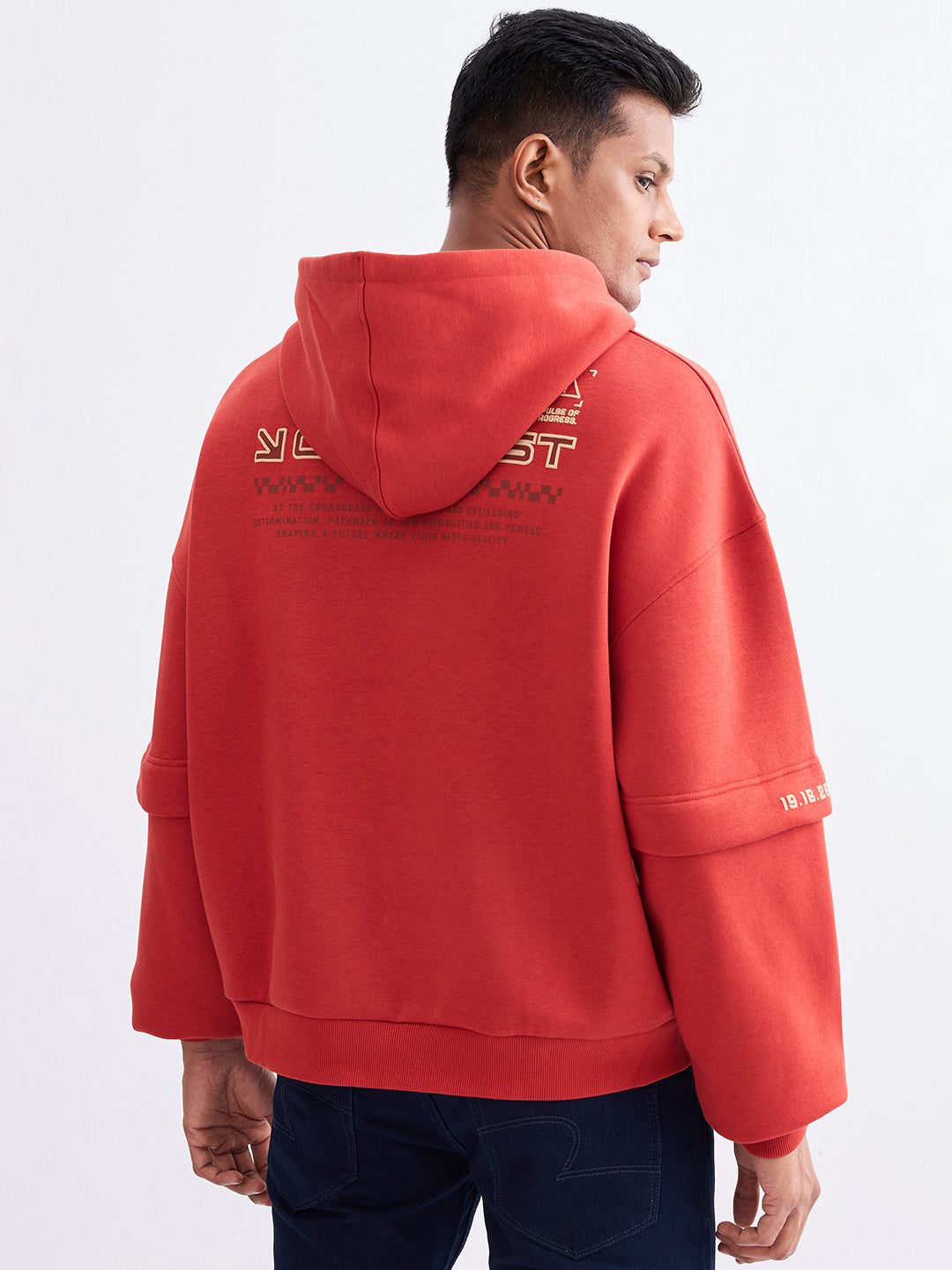 Spykar Brick Red Regular Fit Casual Sweatshirts For Men