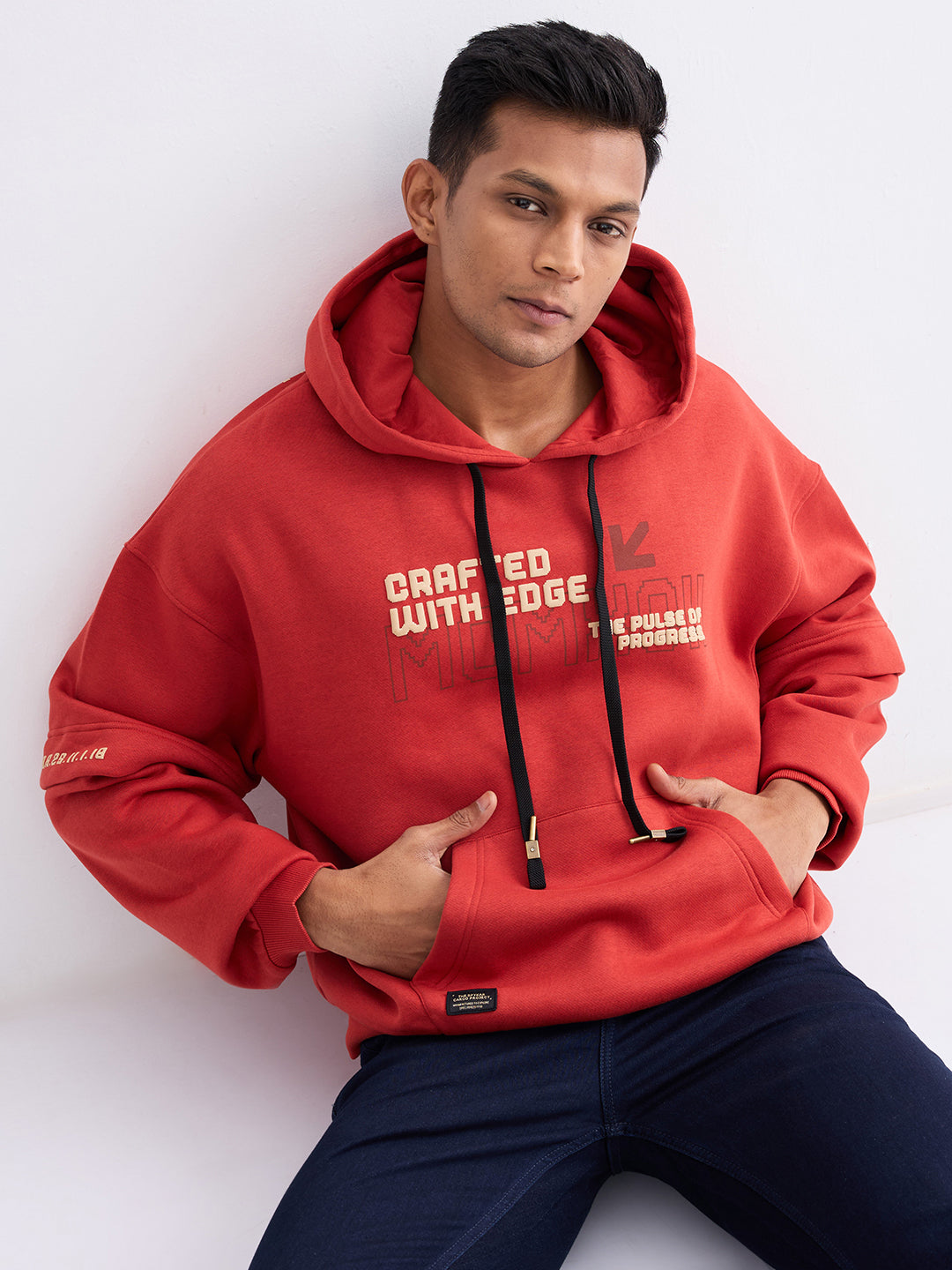 Spykar Brick Red Regular Fit Casual Sweatshirts For Men