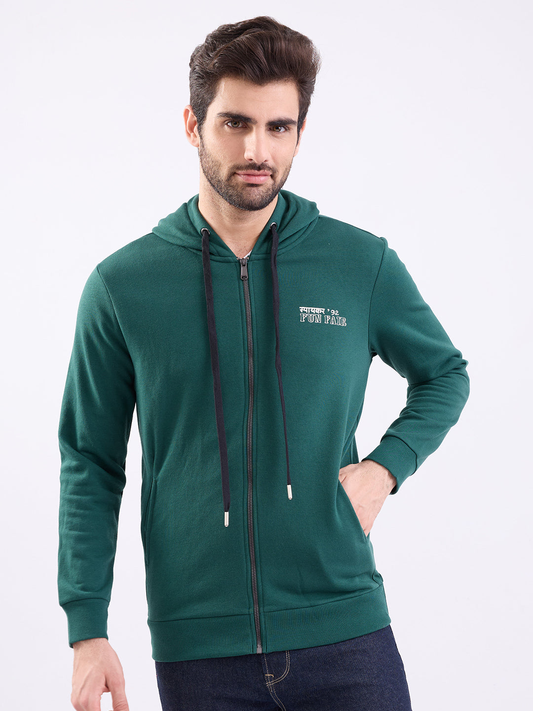 Spykar Botanical Green Regular Fit Casual Sweatshirts For Men