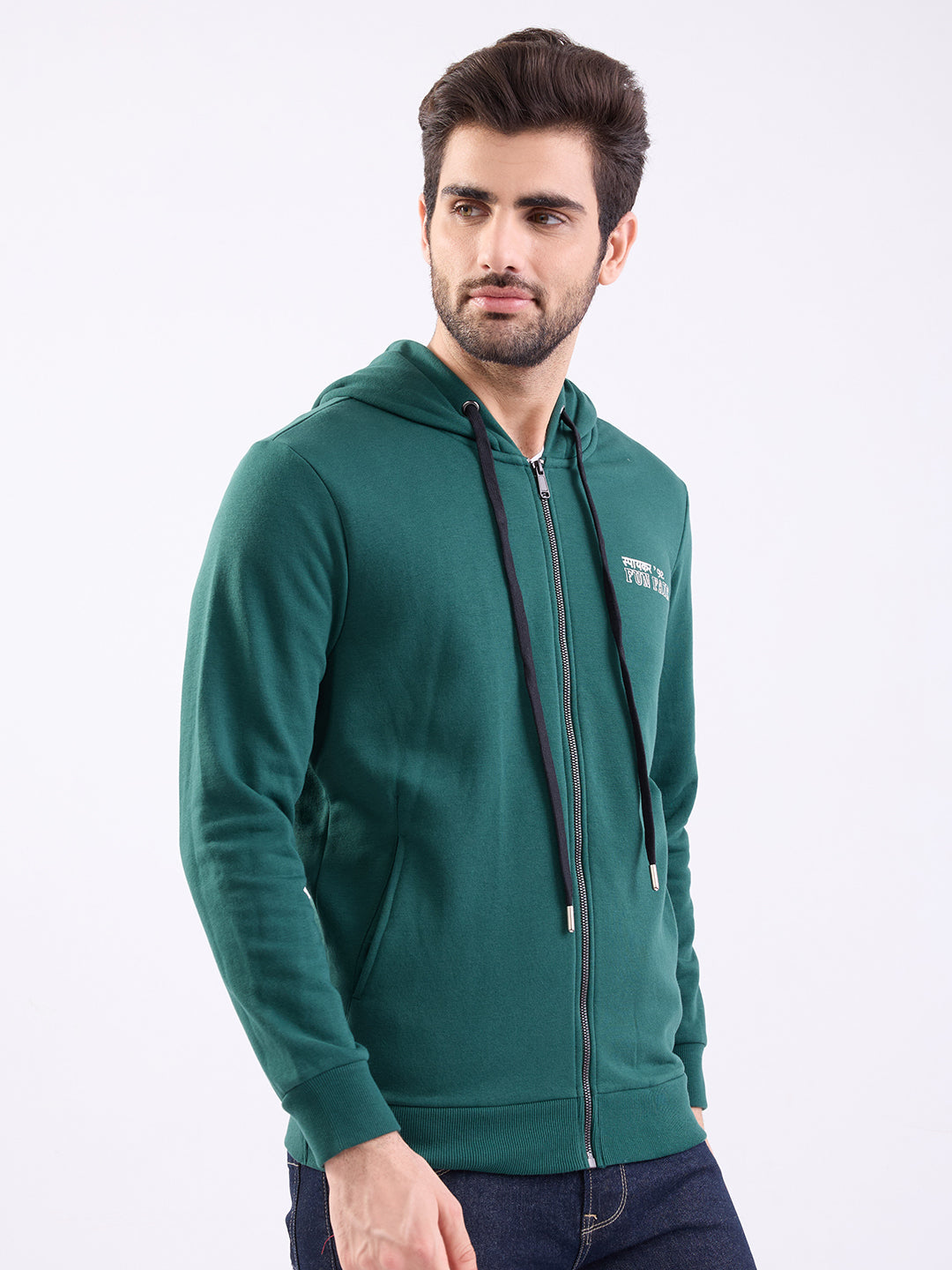 Spykar Botanical Green Regular Fit Casual Sweatshirts For Men