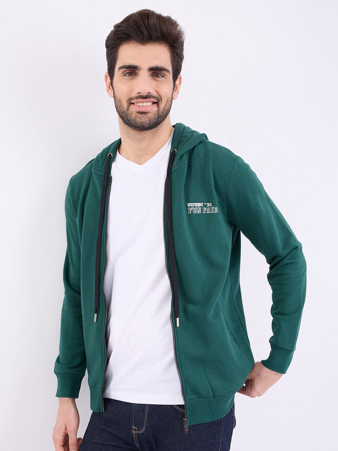 Men Sweatshirt Green Regular Fit
