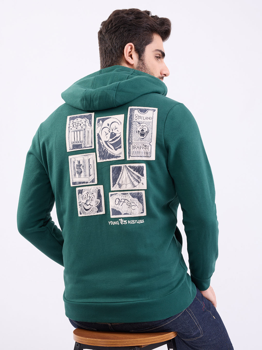 Spykar Botanical Green Regular Fit Casual Sweatshirts For Men