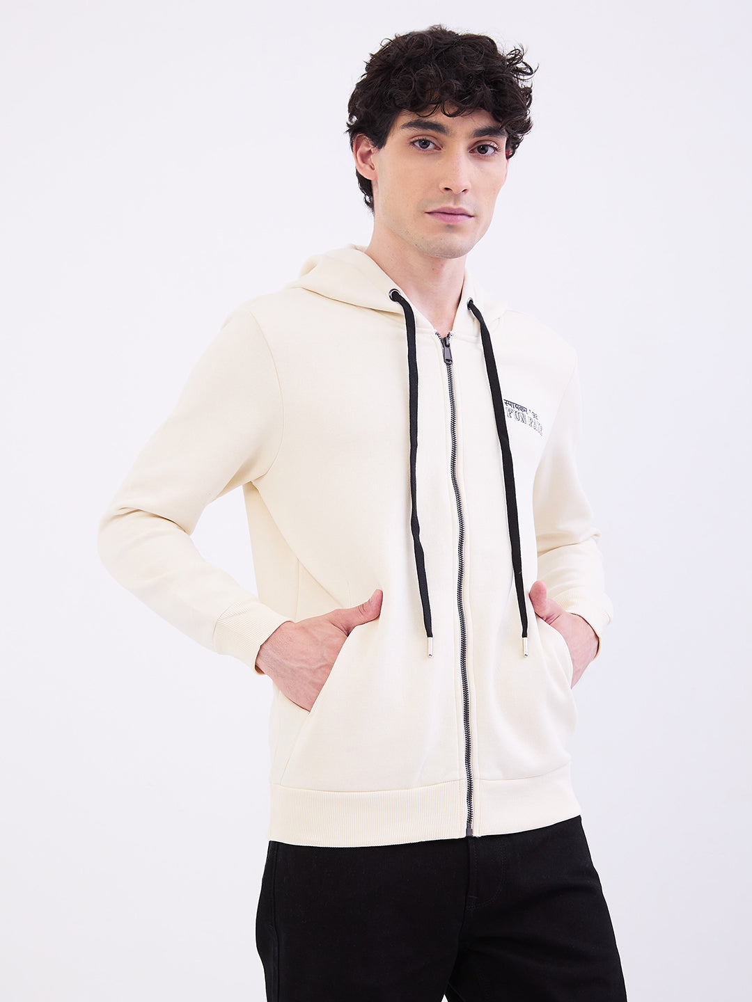 Spykar Off White Regular Fit Casual Sweatshirts For Men