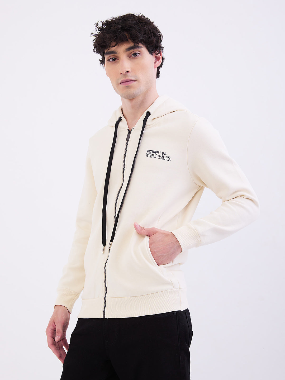 Men Sweatshirt Off White Regular Fit