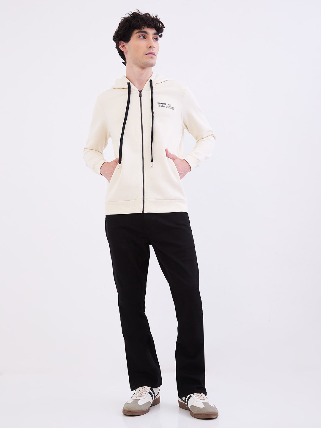 Spykar Off White Regular Fit Casual Sweatshirts For Men