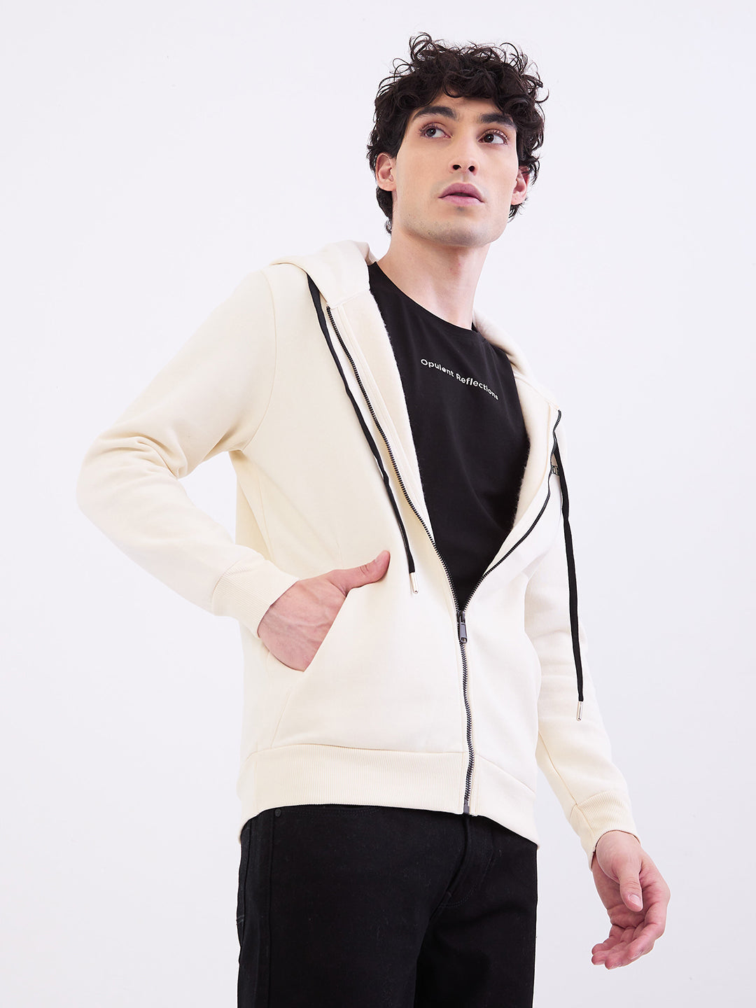 Spykar Off White Regular Fit Casual Sweatshirts For Men