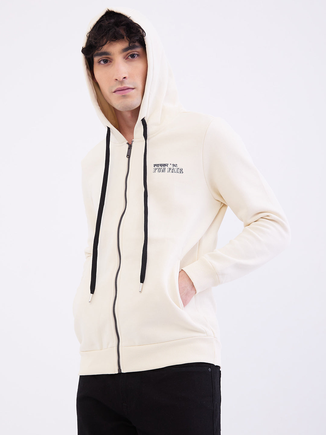 Spykar Off White Regular Fit Casual Sweatshirts For Men