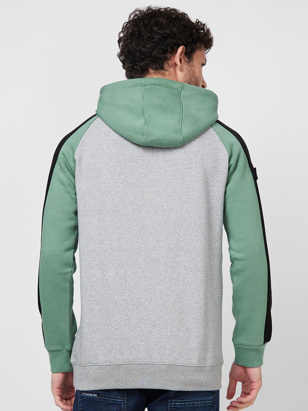 Spykar Hooded Full Sleeve Grey Sweatshirt For Men