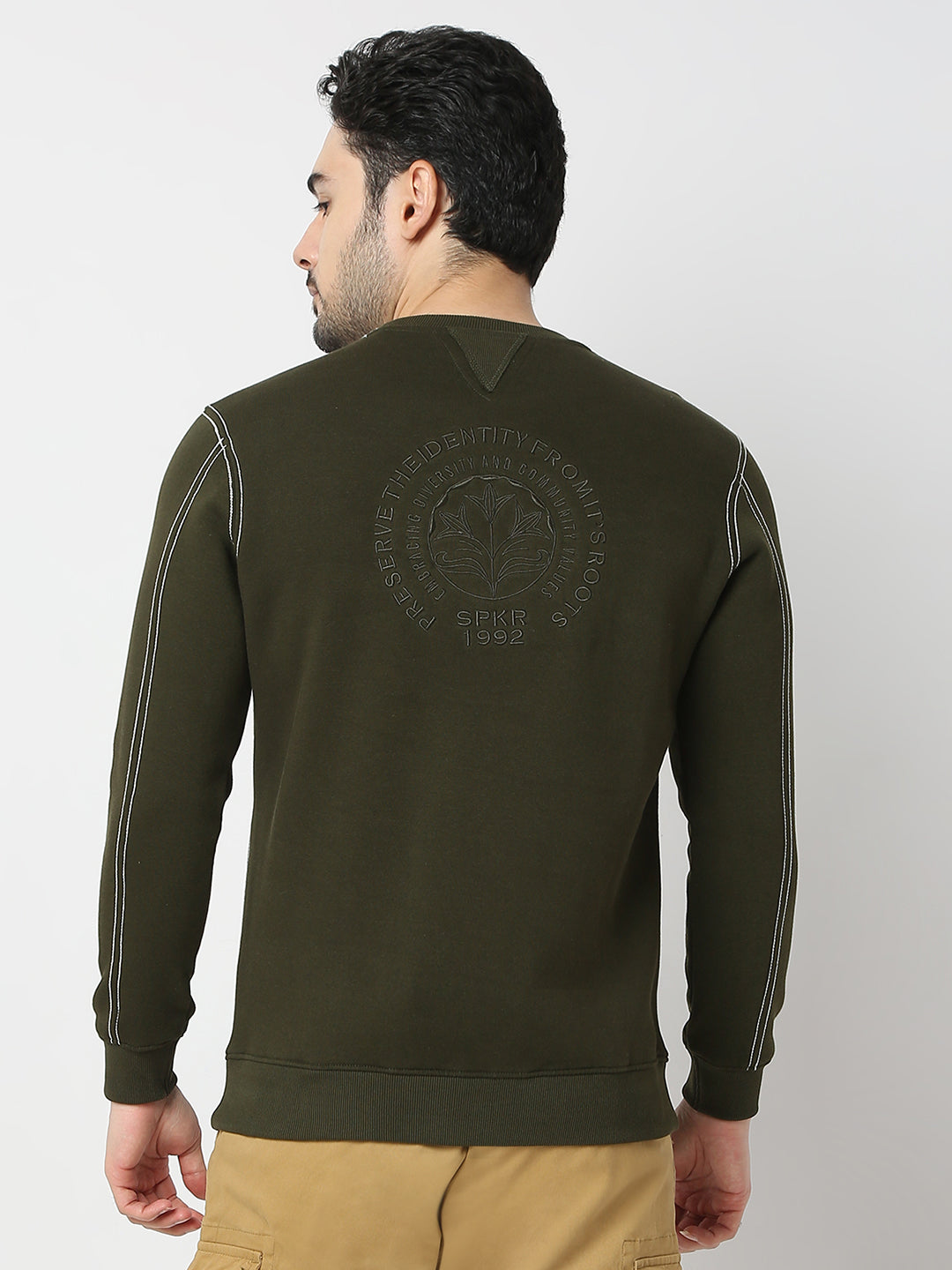 Spykar Rifle Green Slim Fit Full Sleeves Sweatshirt For Men