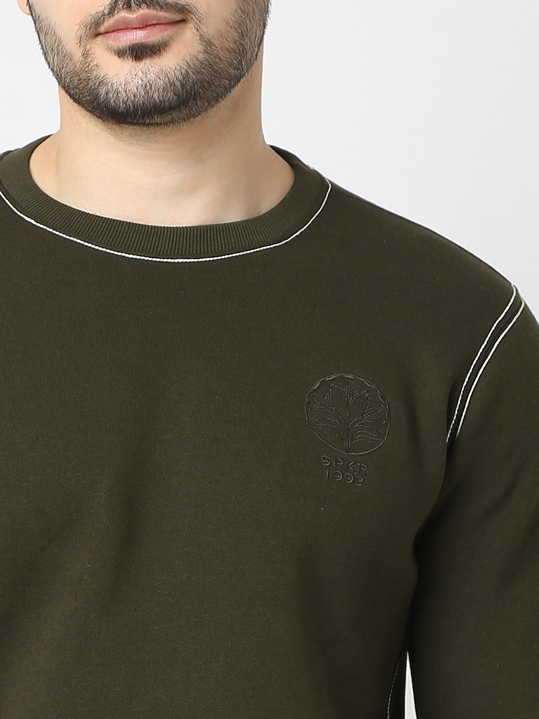 Spykar Rifle Green Slim Fit Full Sleeves Sweatshirt For Men