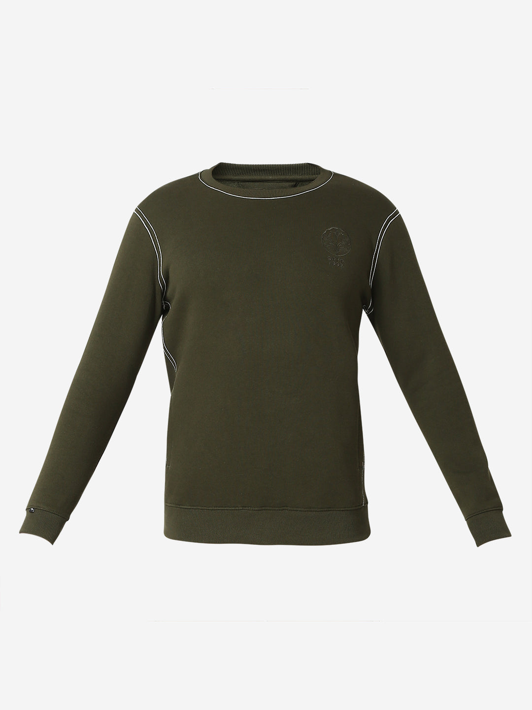 Spykar Rifle Green Slim Fit Full Sleeves Sweatshirt For Men