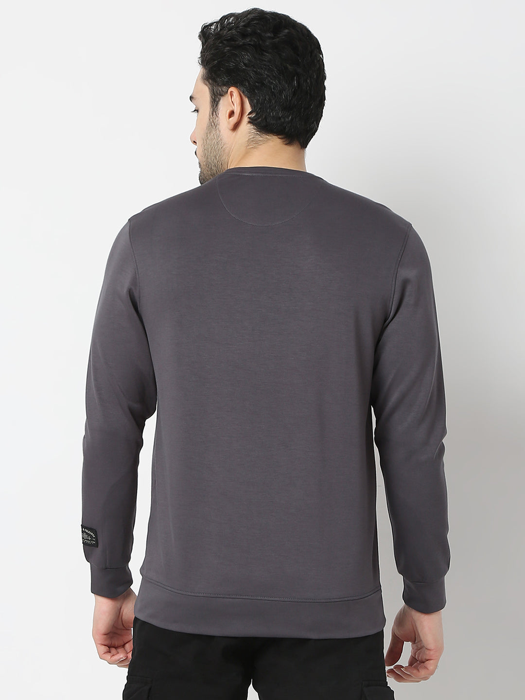 Spykar Slate Grey Slim Fit Full Sleeves Sweatshirt For Men