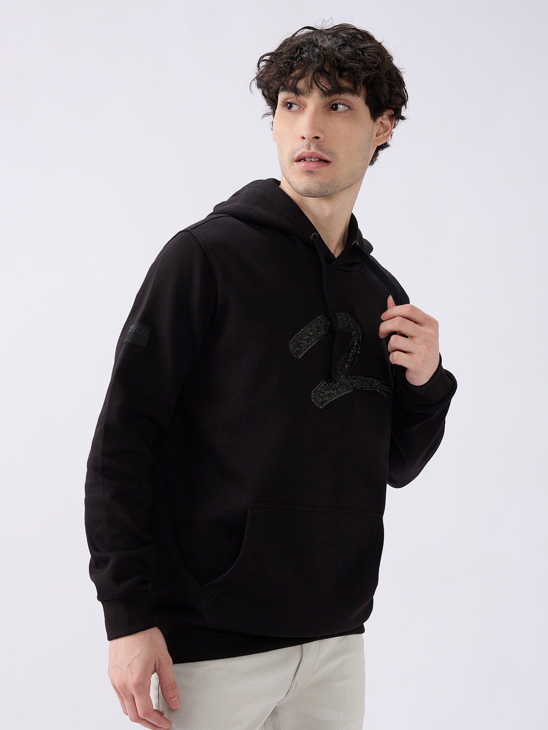 Spykar Black Regular Fit Casual Sweatshirts For Men