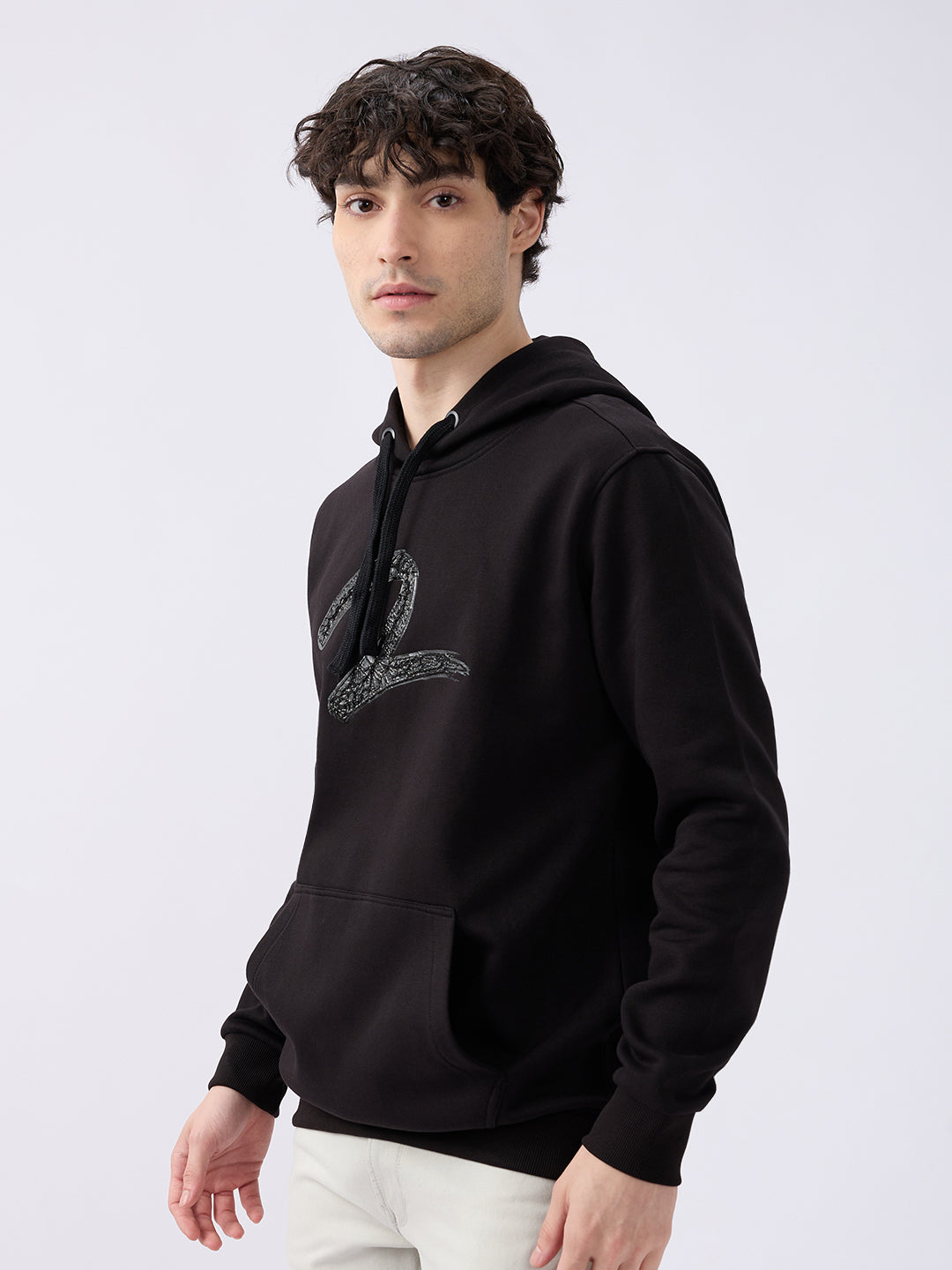 Spykar Black Regular Fit Casual Sweatshirts For Men