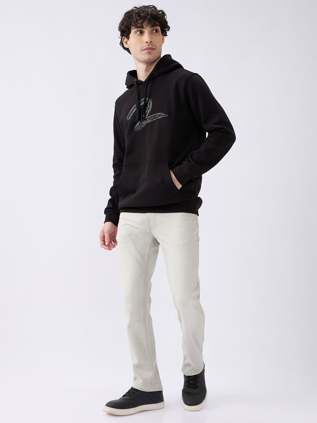 Spykar Black Regular Fit Casual Sweatshirts For Men