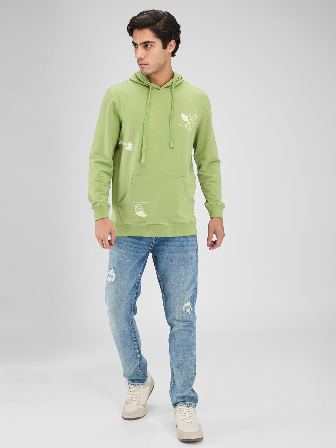 Spykar Men Solid Green Regular Fit Full Sleeves Sweatshirts