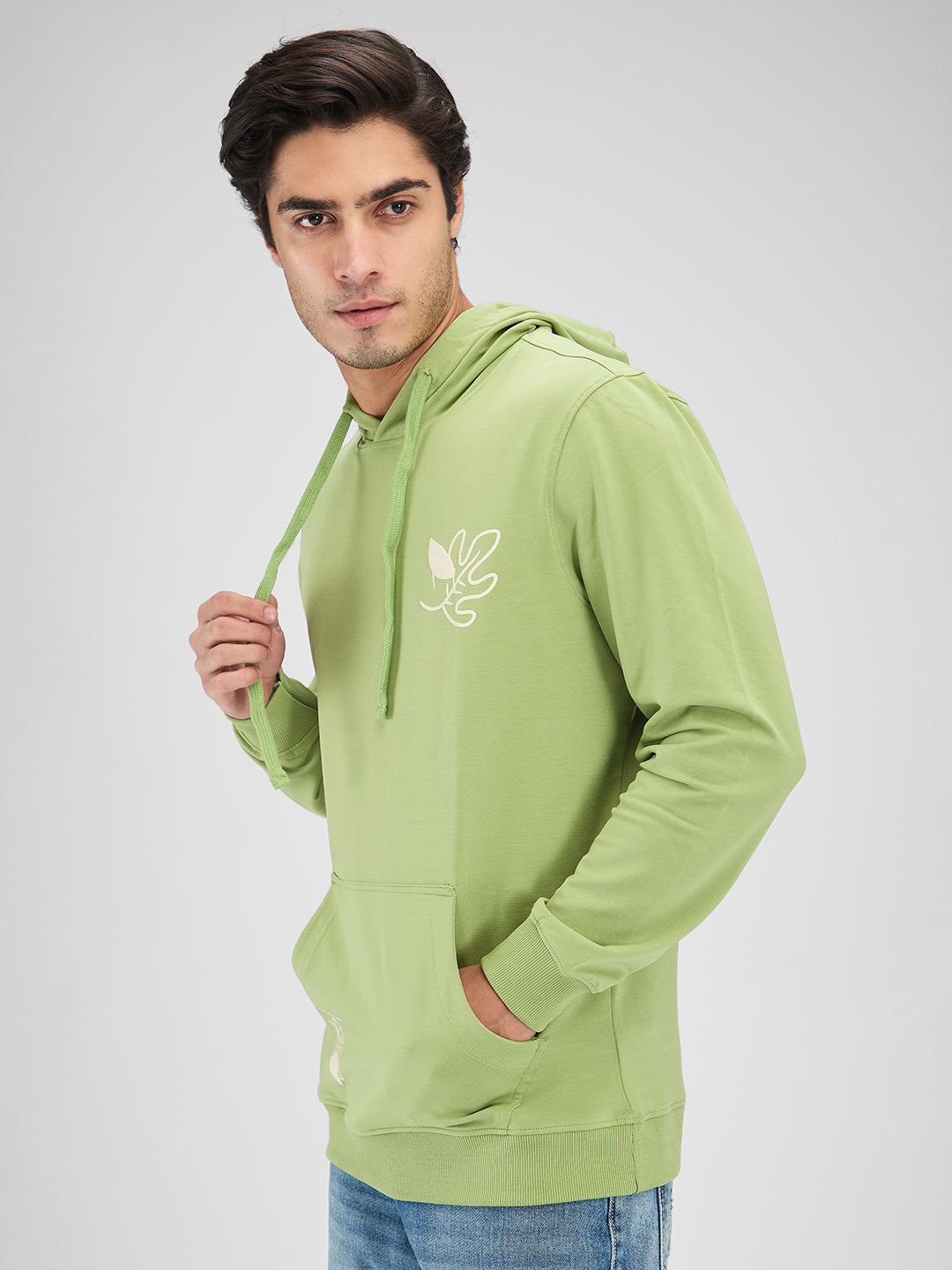 Spykar Men Solid Green Regular Fit Full Sleeves Sweatshirts