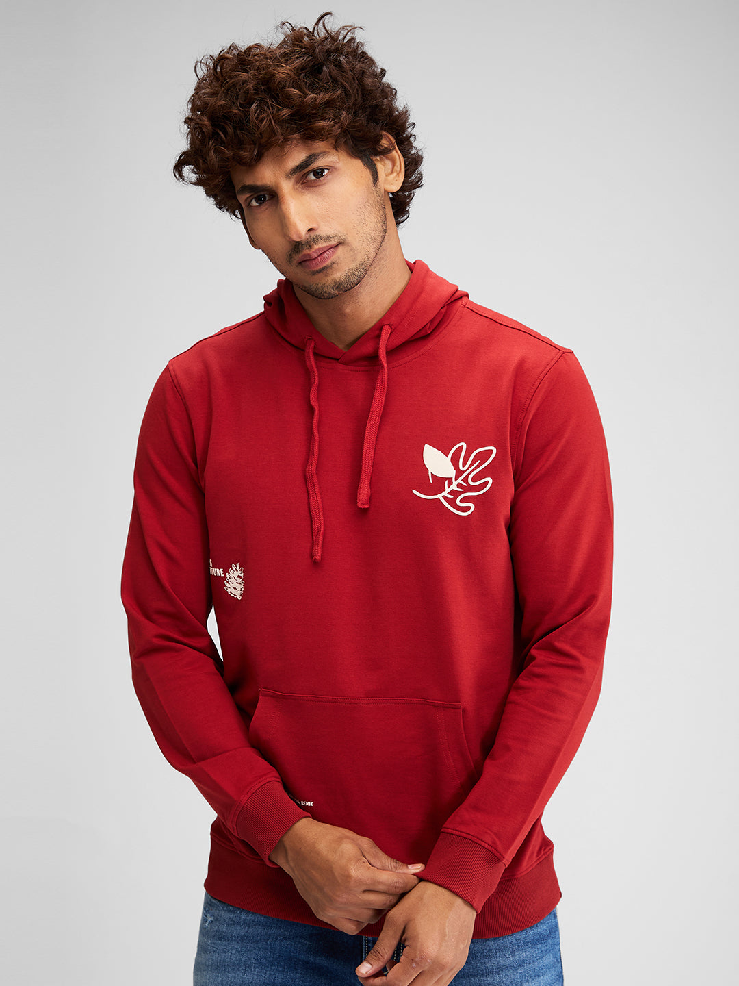 Spykar Men Solid Red Regular Fit Full Sleeves Sweatshirts