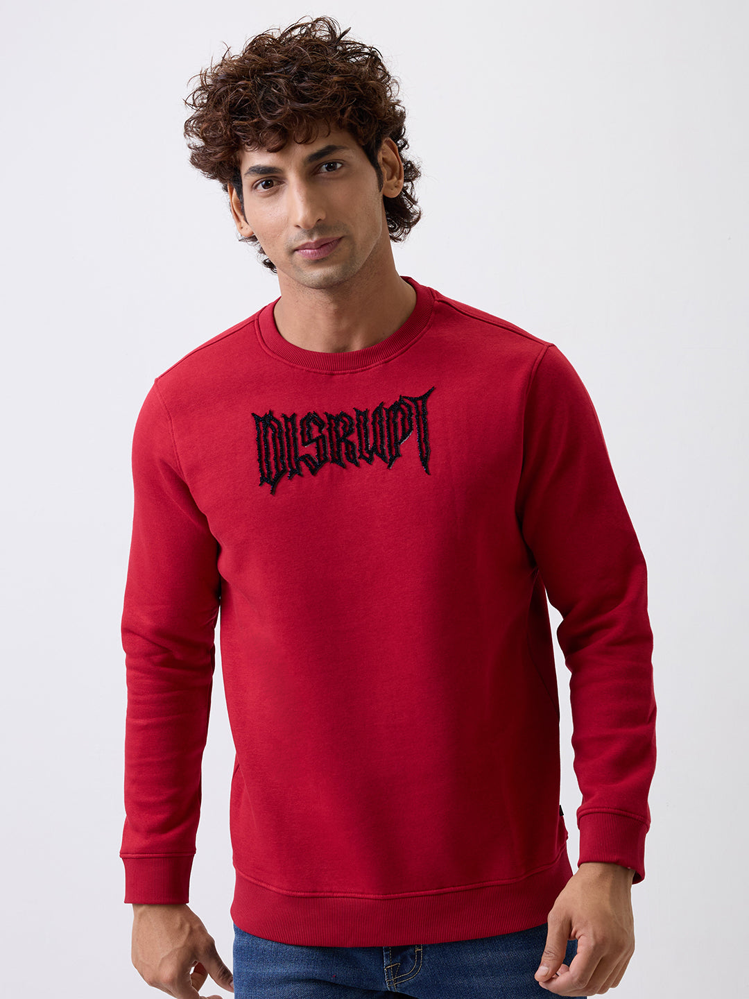 Spykar Deep Red Slim Fit Casual Sweatshirts For Men