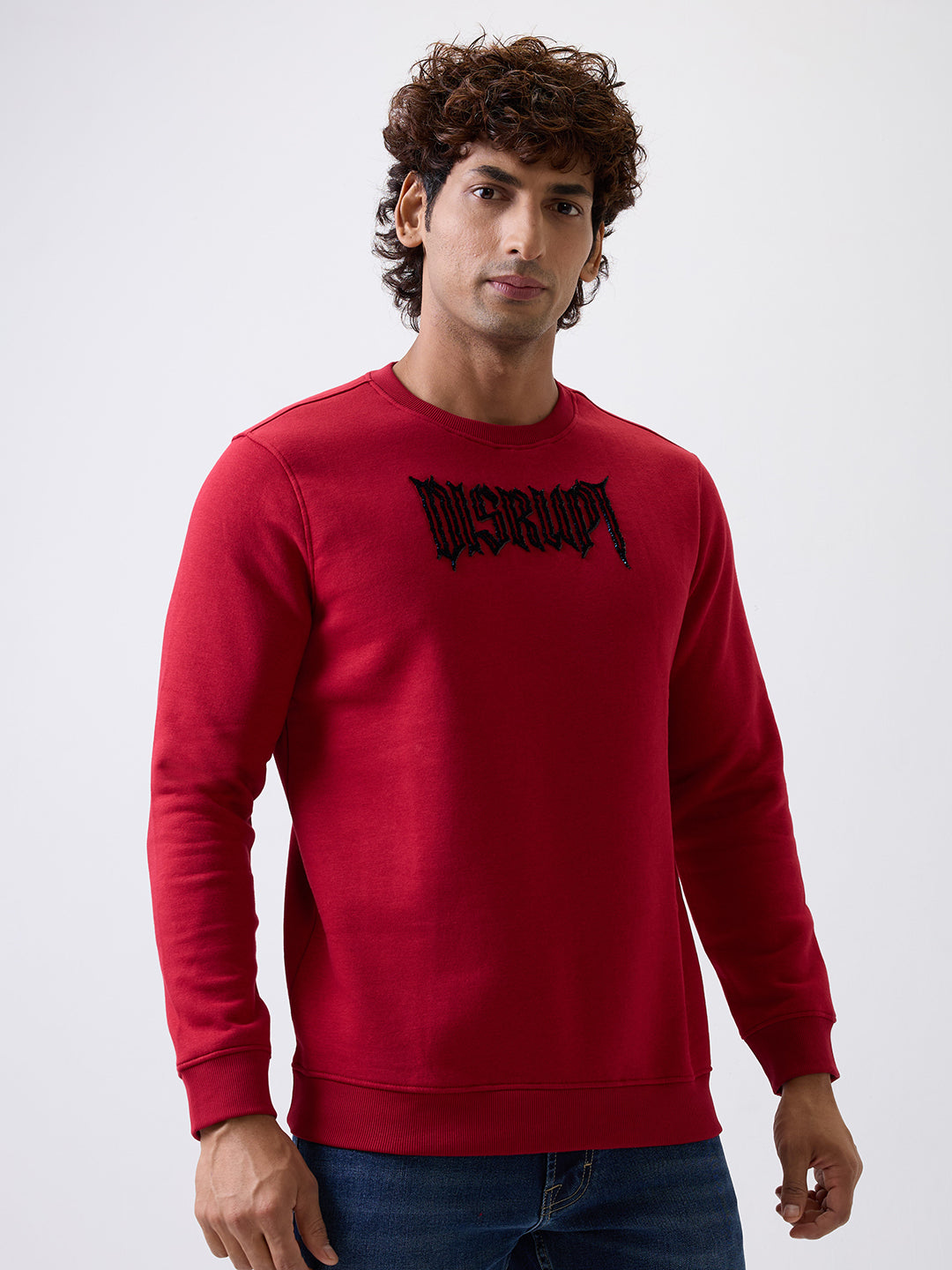 Spykar Deep Red Slim Fit Casual Sweatshirts For Men