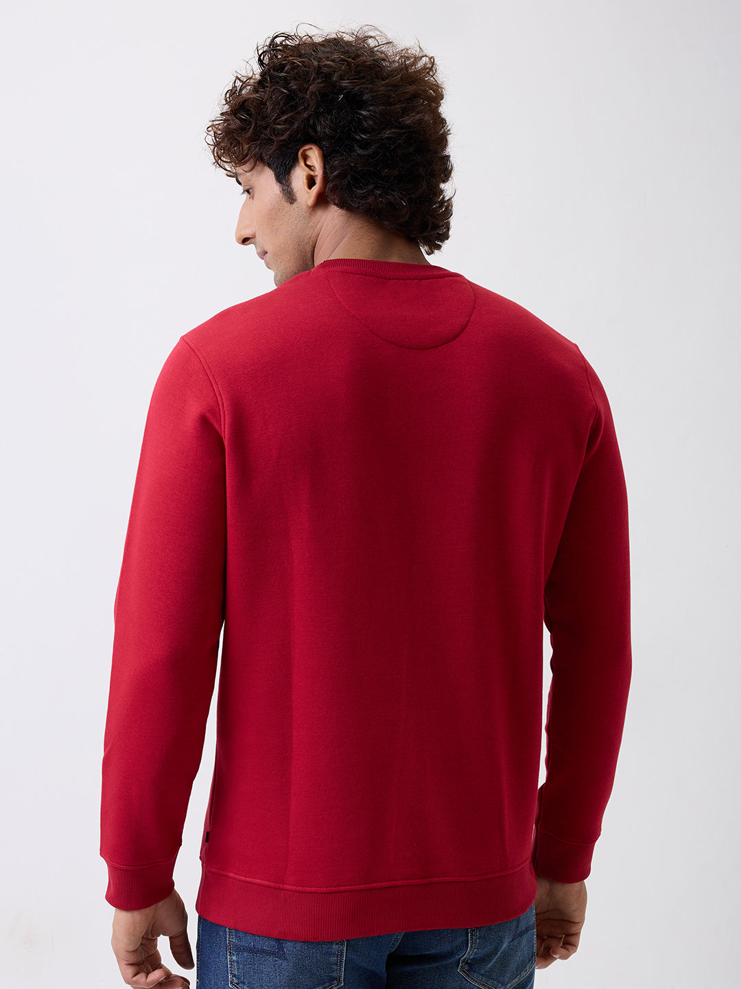 Spykar Deep Red Slim Fit Casual Sweatshirts For Men