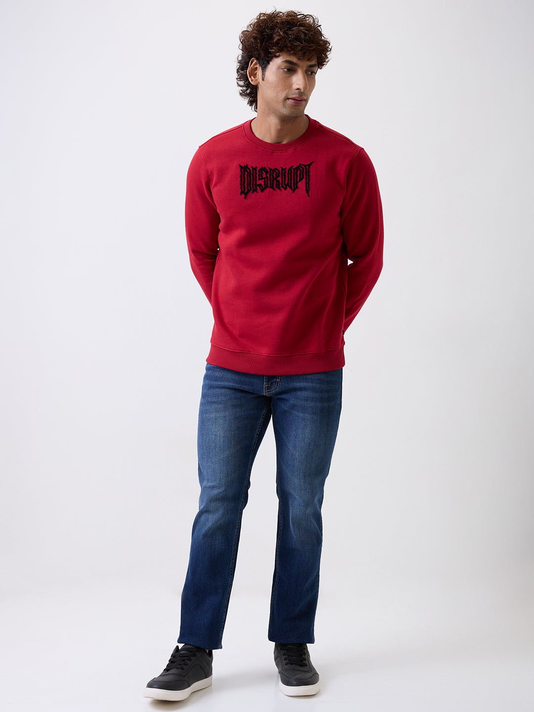 Spykar Deep Red Slim Fit Casual Sweatshirts For Men