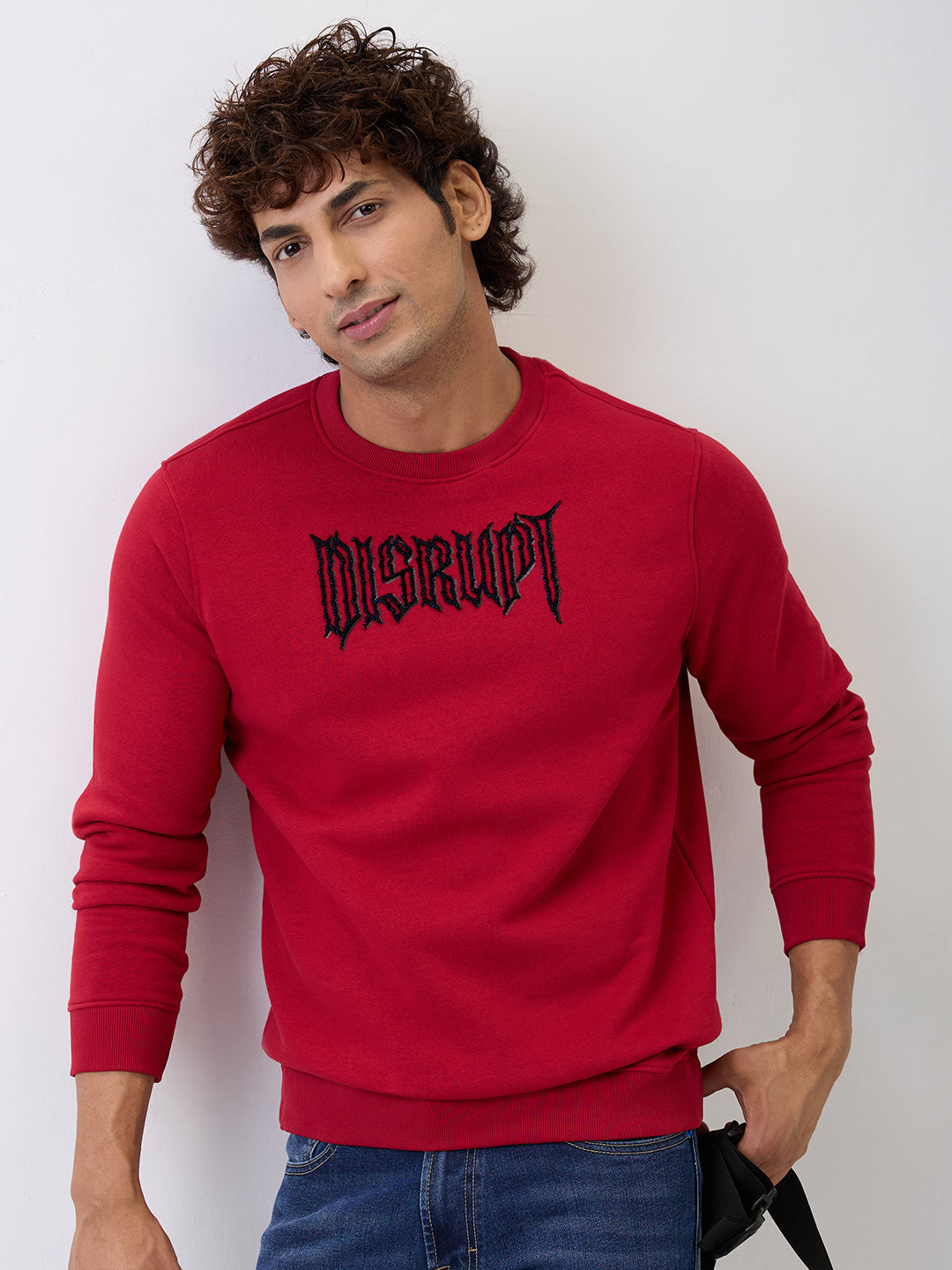 Spykar Deep Red Slim Fit Casual Sweatshirts For Men