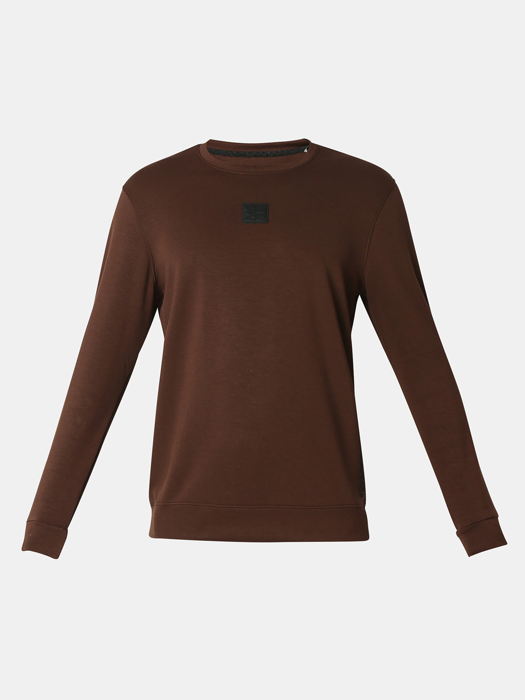 Spykar Bison Brown Cotton Poly Slim Fit Sweatshirt For Men