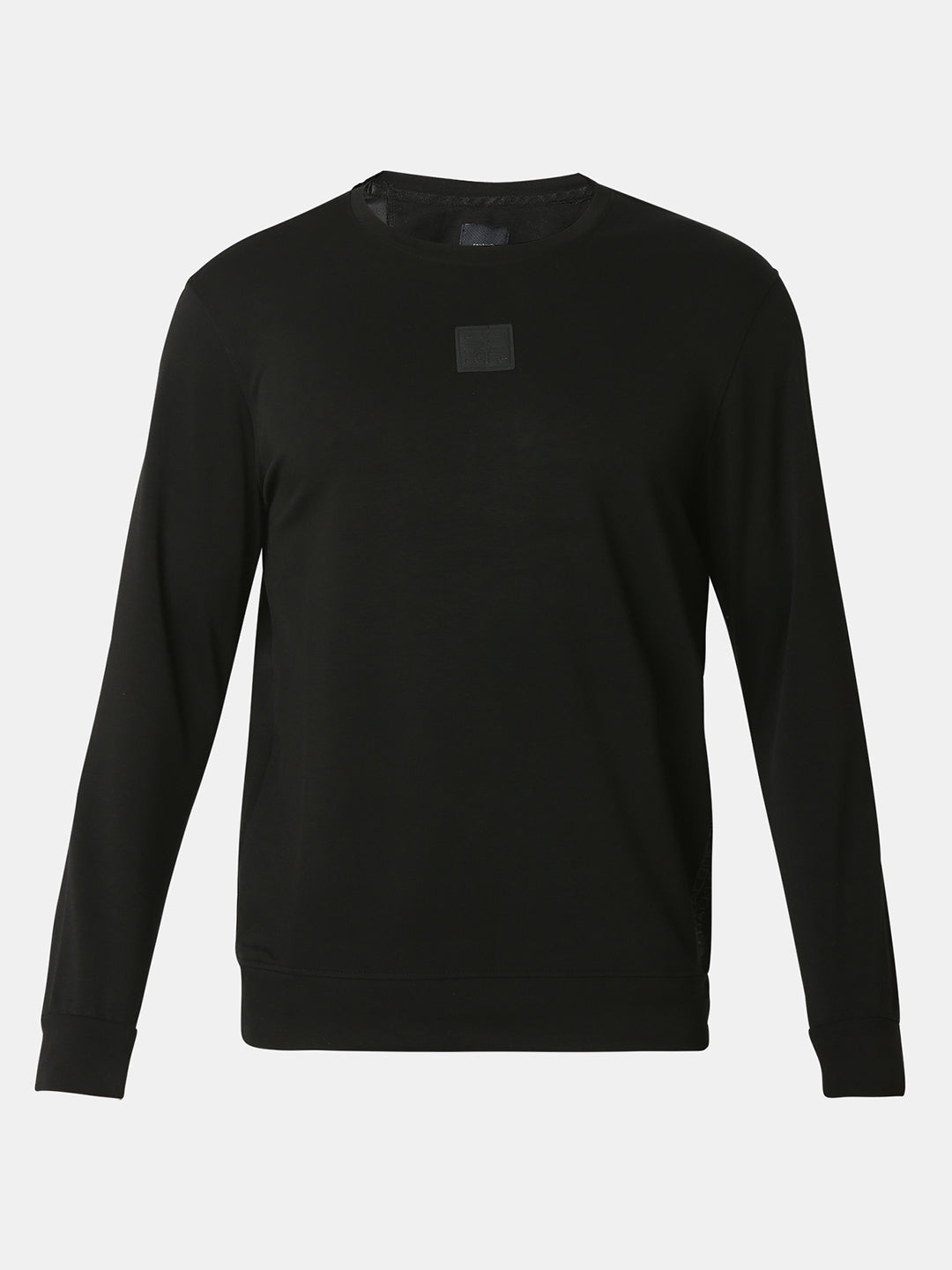 Spykar Black Cotton Poly Slim Fit Sweatshirt For Men