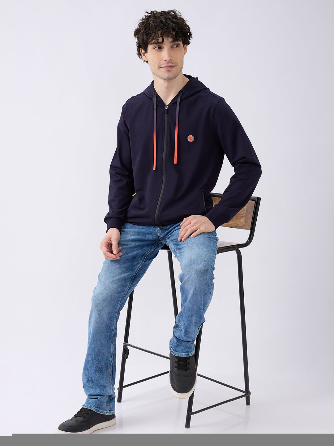 Spykar Navy Blue Regular Fit Casual Sweatshirts For Men