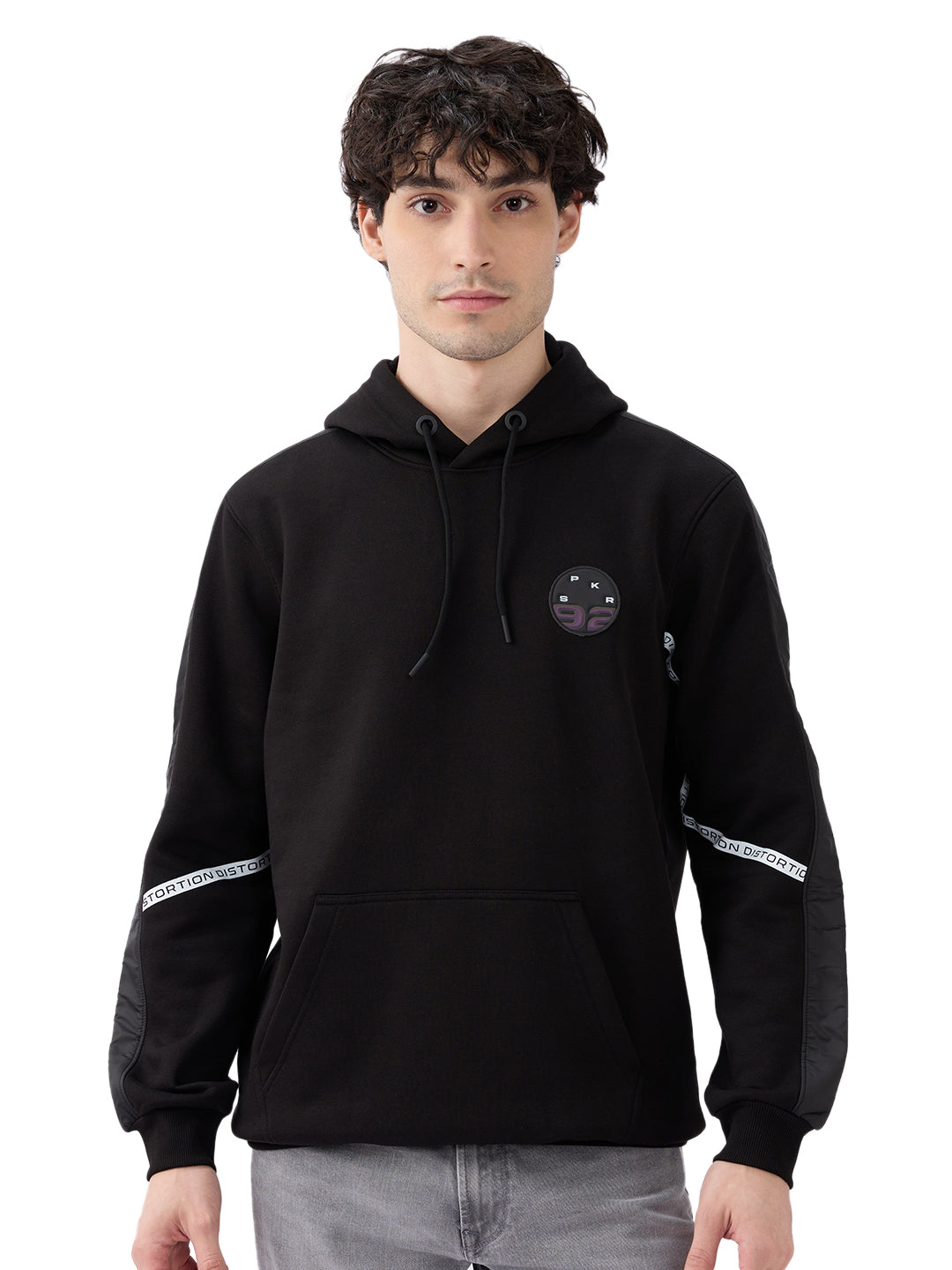 Spykar Solid Black Regular Fit Sweatshirts For Men