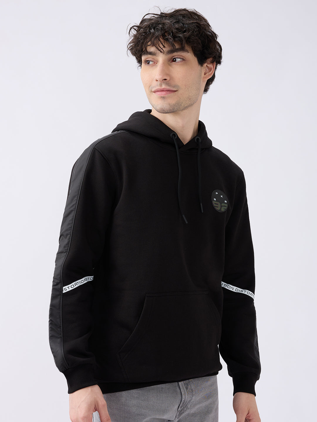 Spykar Solid Black Regular Fit Sweatshirts For Men
