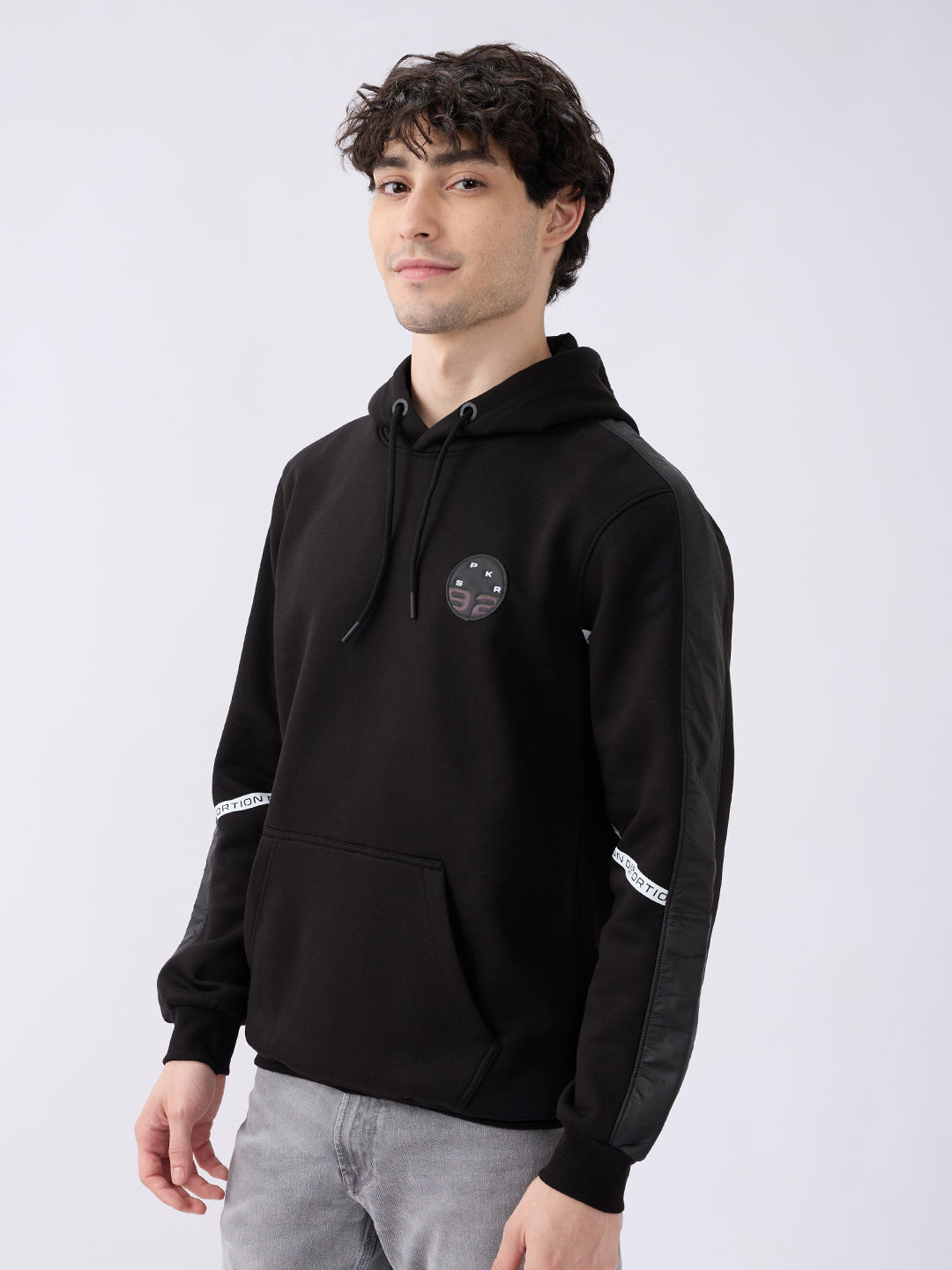 Spykar Solid Black Regular Fit Sweatshirts For Men