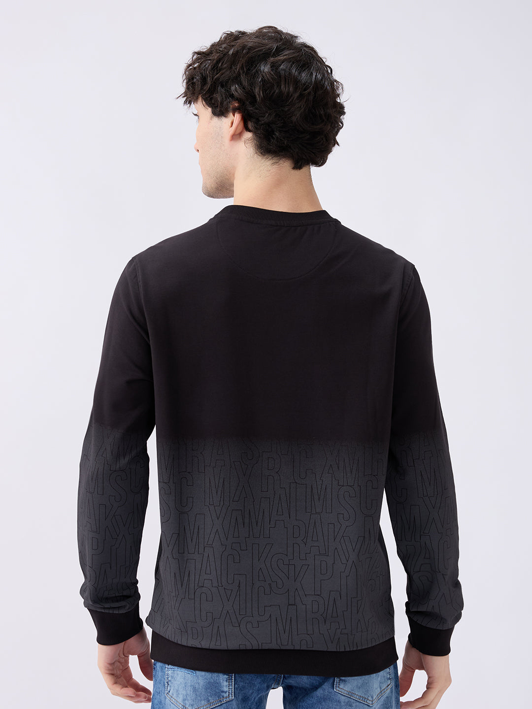 Spykar Solid Black Slim Fit Sweatshirts For Men