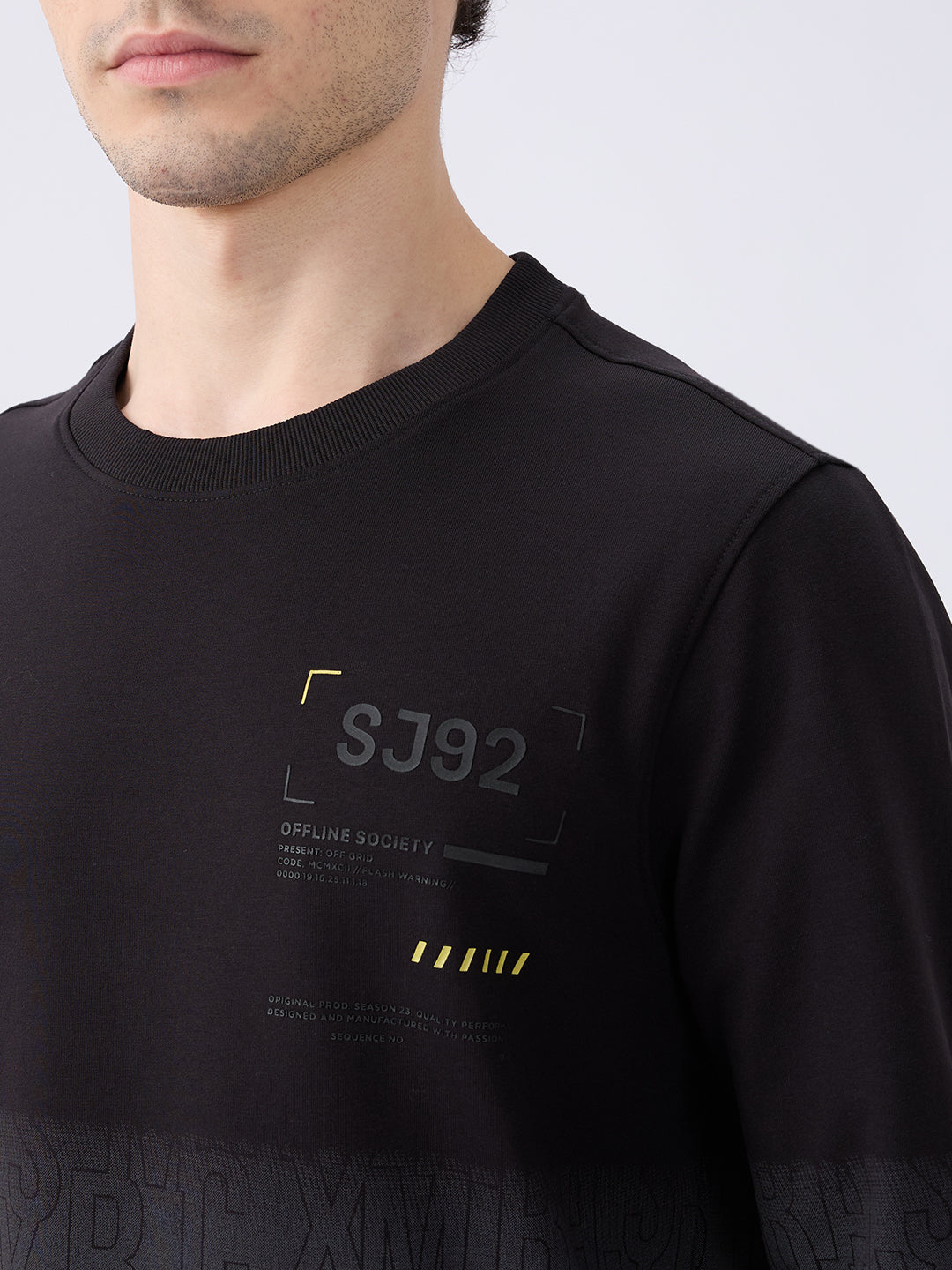 Spykar Solid Black Slim Fit Sweatshirts For Men