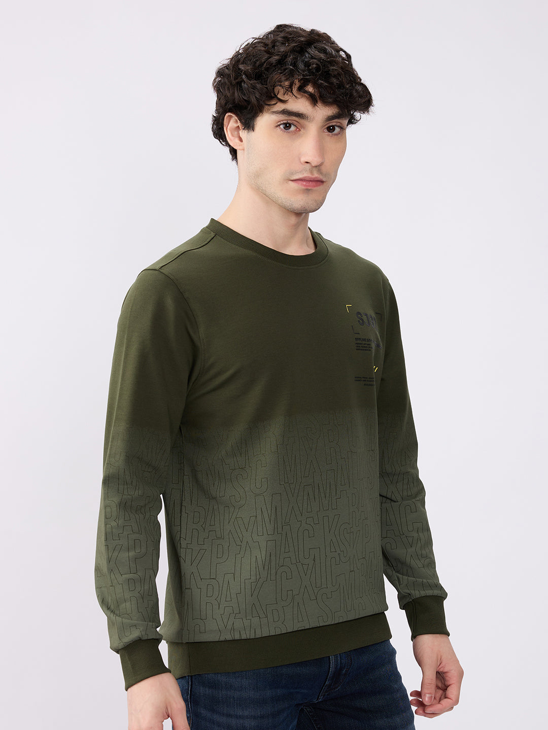 Spykar Solid Rifle Green Slim Fit Sweatshirts For Men