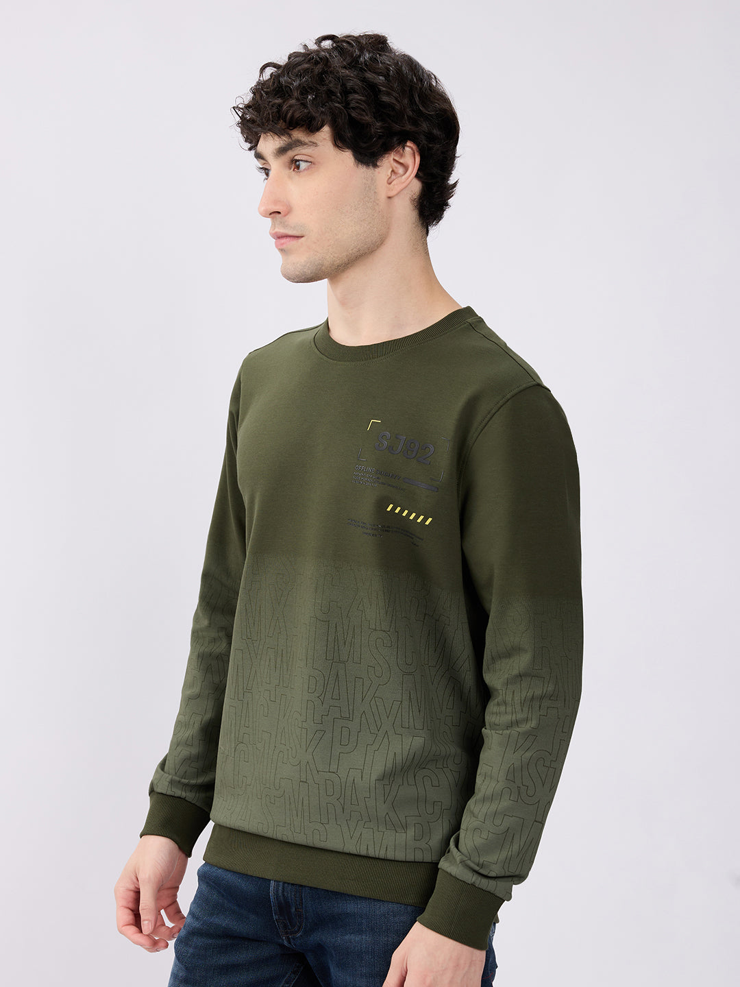 Spykar Solid Rifle Green Slim Fit Sweatshirts For Men